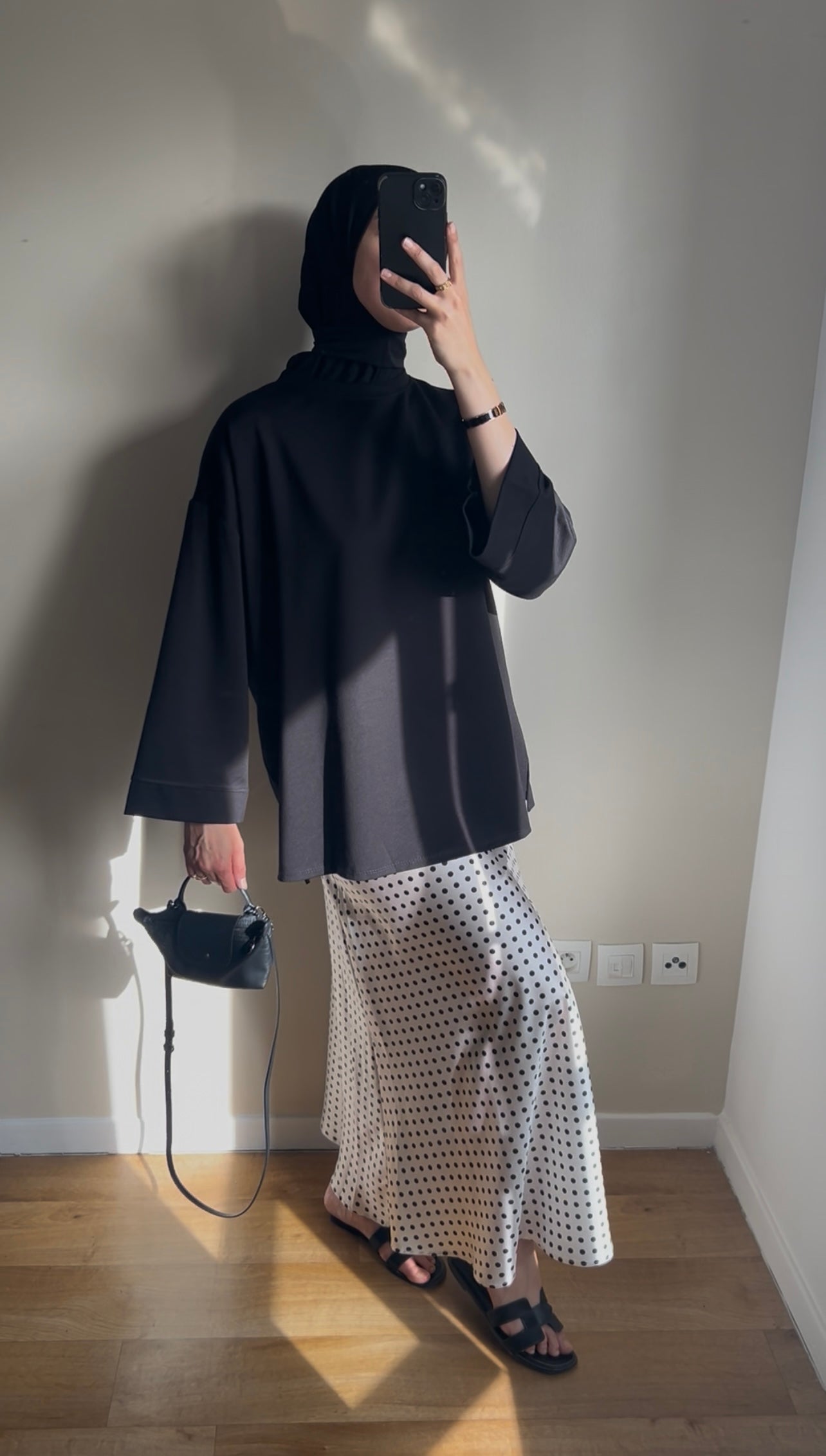 Jupe satin à pois