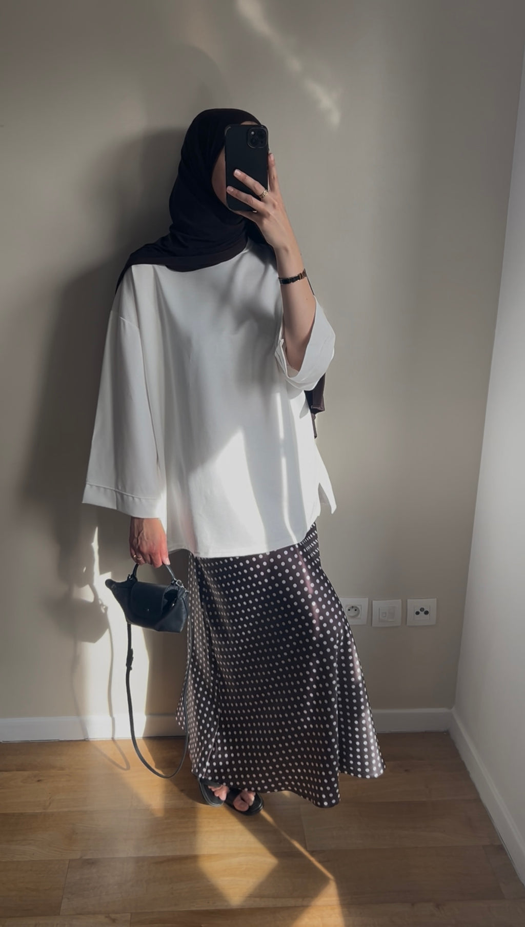 Jupe satin à pois